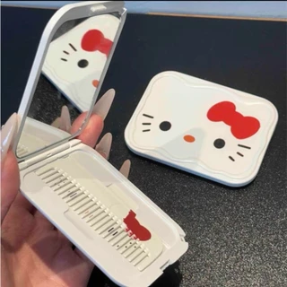 พร้อมส่ง!🇹🇭 Hello Kitty Mirror ตลับกระจกแต่งหน้าพร้อมหวีขนาดเล็ก กะทัดรัด สำหรับพกพา วัสดุพลาสติก รูปสกรีนคมสวย คุณภาพดี