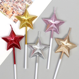 เทียนวันเกิด เทียนรูปดาว สีเมทัลลิค 1 แพ็คบรรจุ 10 ชิ้น/เเพ็…
