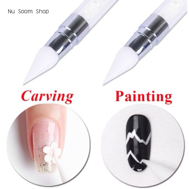 พู่กันหัวซิลิโคน สองหัว สำหรับขัดผง อุปกรณ์ทำเล็บ 🇹🇭 (พร้อมส่ง) - รูปที่ 4