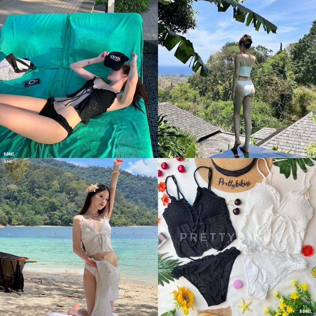 B-0467👉 ชุดว่ายน้ำ บิกินี่ งานฉลุผ้านิ่ม สวยเซ็กซี่ ขยี้ใจสุดๆไปเลยค่ะ