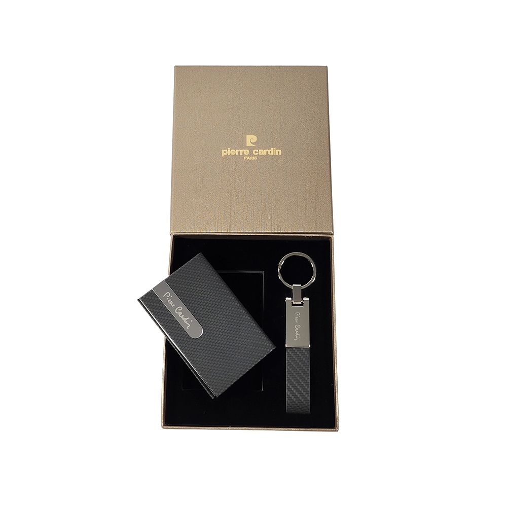 Pierre Cardin طقم هدية علبة بطاقات + ميدالية مفاتيح