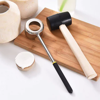 Alechaung ที่เปิดมะพร้าว Coconut opener ที่เจาะมะพร้าว สแตนเลสพร้อมค้อนทุบ ที่ขูดมะพร้าว อุปกรณ์เจาะมะพร้าว