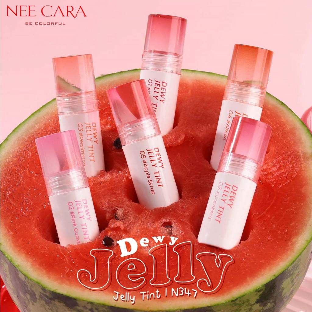 ลิปทินท์ เนื้อเจลลี่ เงางาม ฉ่ำวาว สีสดชัด ติดทน NEE CARA N347 Be Colorful Dewy Jelly Tint