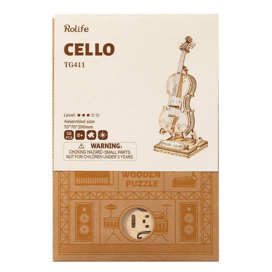 Robotime DIY ชุดโมเดลตัวต่อไม้ RBT Cello เชลโล