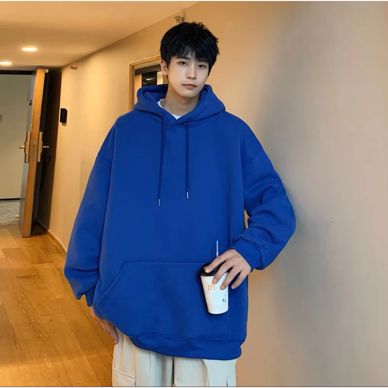 เสื้อแขนยาวมีฮู้ด เสื้อกันหนาวมีฮู้ด ผ้าสำลี ผ้าหนาดีใส่สบาย ไซส์ใหญ่ อกได้ถึง 53