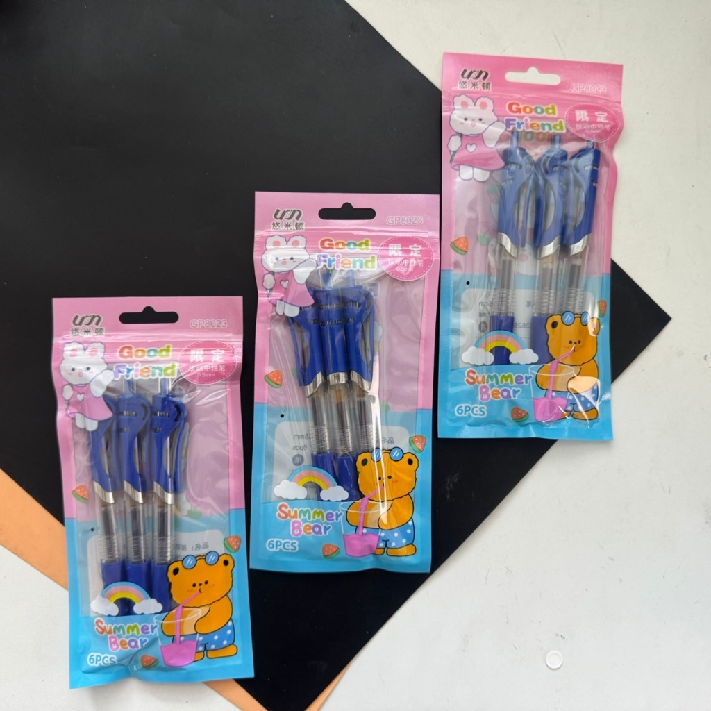 (ยกโหล 12 ชิ้น) No.354  ปากกาเจล ปากกาลูกลื่น ปากกาแพ็ค 3 แท่ง ปากกาน้ำเงิน