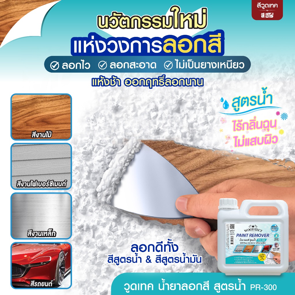 วูดเทค น้ำยาลอกสี สูตรน้ำ PR-300 Woodtect Paint Remover Waterbased