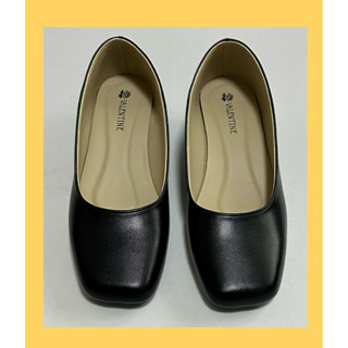 รองเท้าคัทชูปลายตัด ส้นสูง 1.5 นิ้ว สีดำ/สีขาว หนังนิ่ม ไซซ์…