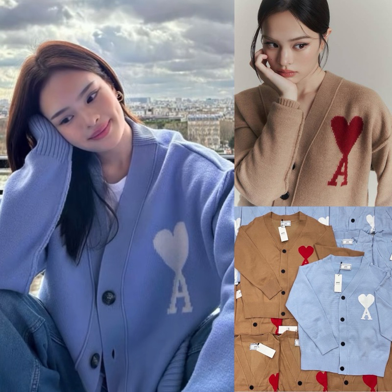 AM KNITS SWEATHER เสื้อสเวตเตอร์แขนยาวไหมพรมเนื้อนุ่ม ดีเทลทอลายแบรนด์ งานแบรนด์ดังดาราเซเลปใส่กันเยอะมาก