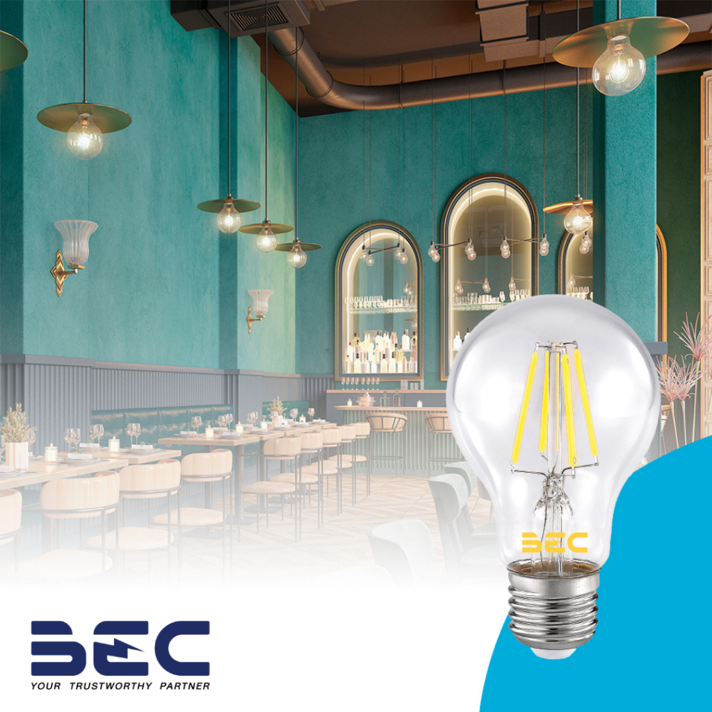 BEC VINTAGE รุ่น VTT-A60-E27 4W หลอดไฟวินเทจ LED ขั๊ว E27 แสงวอร์มไวท์ 2700K