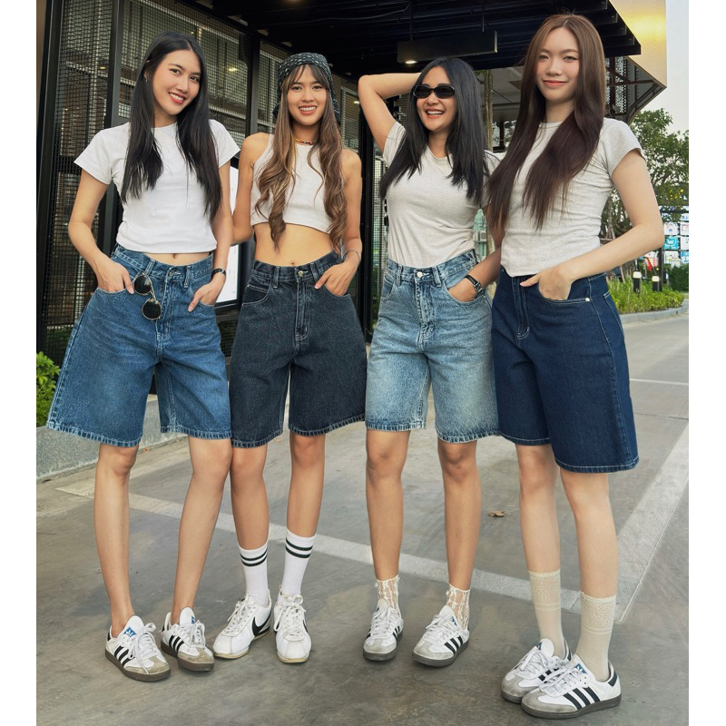 ยีนส์WANWI รหัสW59กางเกงยีนส์ขาสั้นเอวสูงผ้าไม่ยืด