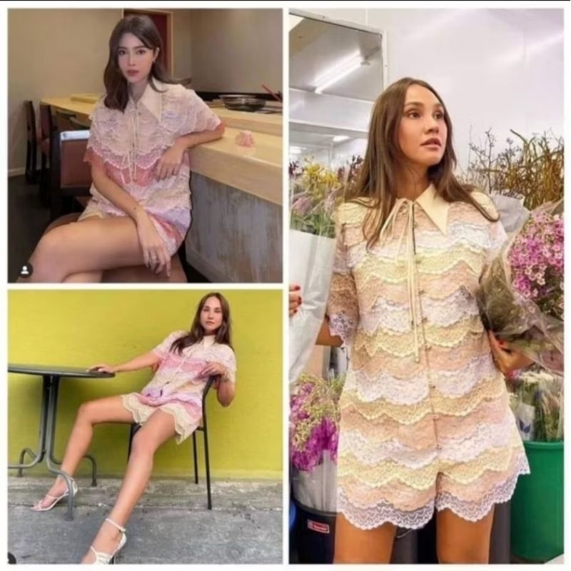 🎀🎀 Used !! 🧸🧸 งานนำเข้าคัดงานดี ผ้ามีน้ำหนัก งานป้ายWideria @Real size L สีชมพูครีม