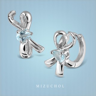 Mizuchol- ต่างหูงินแท้ชุบทองคำขาว ประดับพลอย Blue Topaz - Bl…