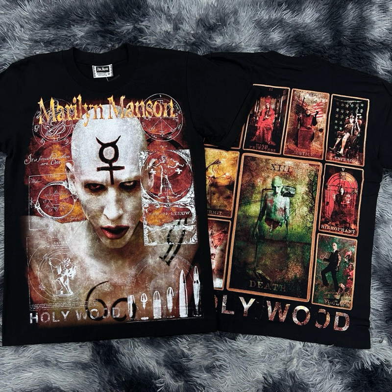 เสื้อยืด Marilyn Mansonส้ม ป้ายThe roxx ผ้าคอตตอน 100