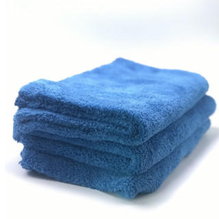 ผ้าเช็ดรถ ผ้าไมโครไฟเบอร์ไร้ขอบขนแกะ สีน้ำเงิน ขนสองด้าน ขนา…