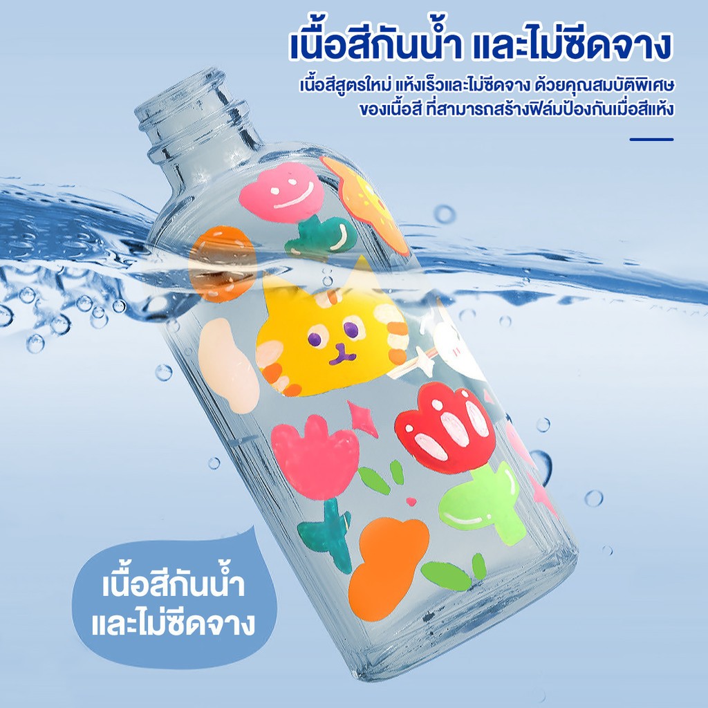 Enmy ปากกาอะคริลิค เพิ่มหมึก2เท่า เขียนได้ทุกพื้นผิว กันน้ำ ไม่ซึม เขียนทับกันได้ สีไม่เลอะเปื้อนมือ - รูปที่ 5