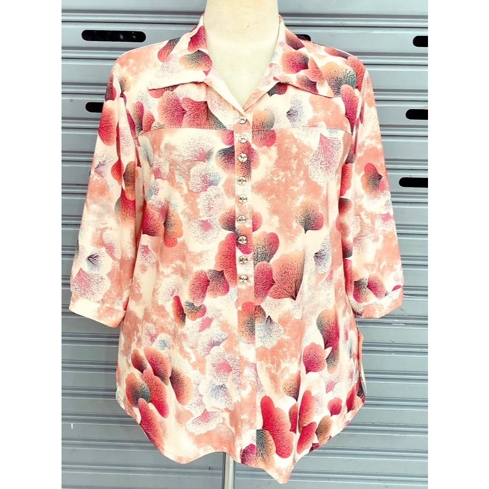 เสื้อยืดเกาหลีแท้ คอปก ผู้ใหญ่ ไซส์ใหญ่ ใส่ได้ตั้งแต่ 46”-52” เสื้อสาวอวบ สาวอ้วน เนื้อผ้านิ่ม ยืดหยุ่น ใส่สบายมากๆ 003