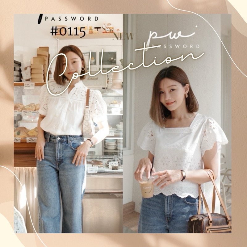 password6141 /0115เสื้อคอตตอนปักฉลุ