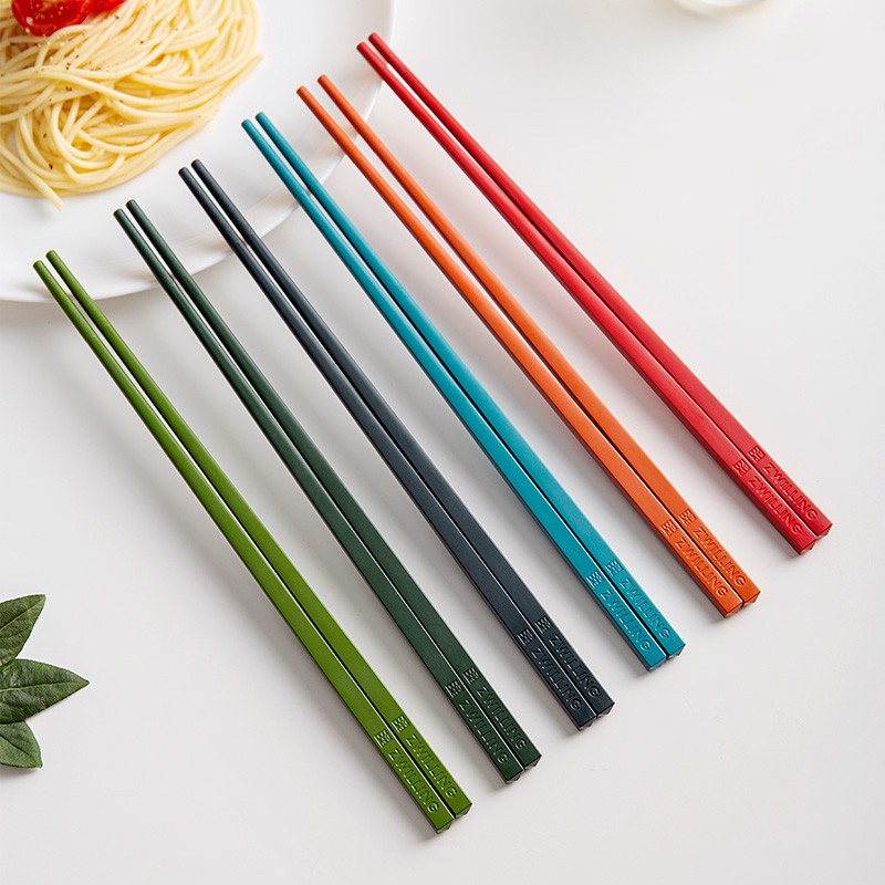 German Zwilling family chopsticks 6 pairs of non-slip colorful classification chopsticks set alloy chopsticks ราคา ถูกที่สุด ดีลบีเคเค แกลเลอรีภาพที่ 5