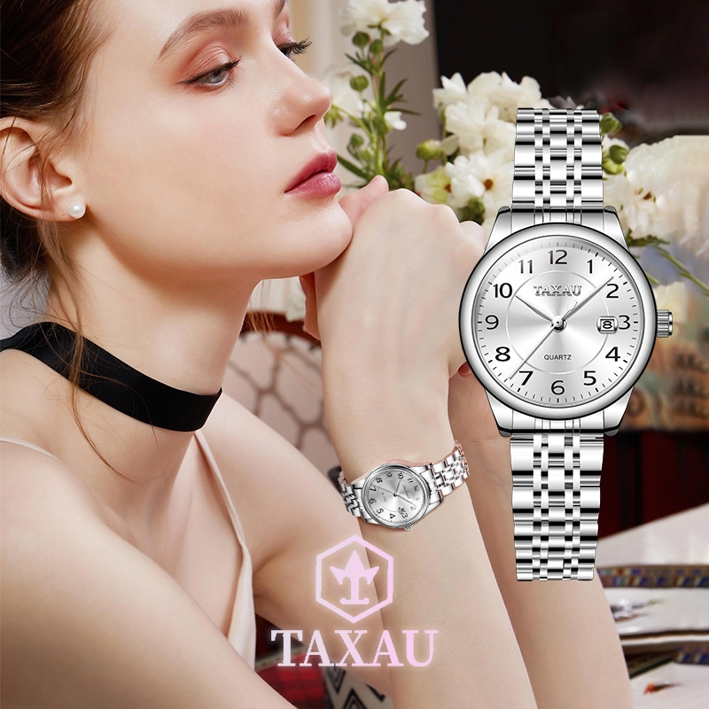 TAXAU นาฬิกาข้อมือผู้หญิง กันน้ำ 100% แท้ แฟชั่น แบรนด์เนม เล็ก นาฬิกาผู้หญิง สายสเตนเลส นาฬิกาควอตซ์ แฟชั่น นาฬิกาหญิง