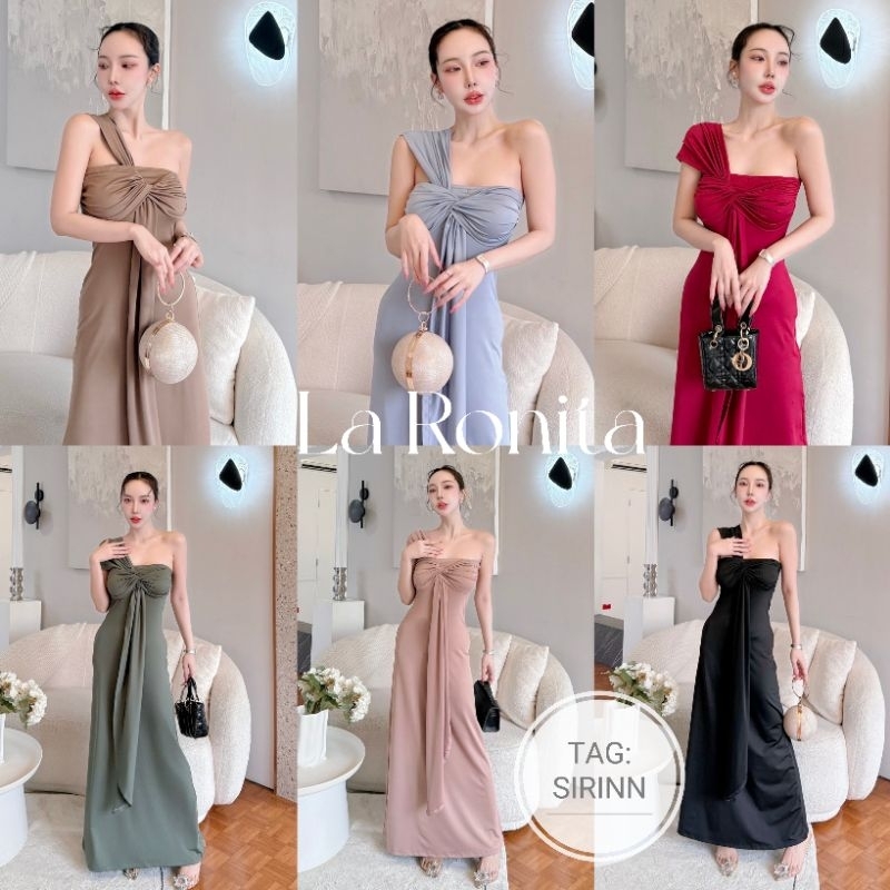 New!! Tag: Sirinn พร้อมส่ง ฉ่ำมากกกก มาค้าาา ชุดออกงานเดรสยาวสไตร์ผ้าพันอก ผ้ายืดเยอะ สวยแพงมากกก