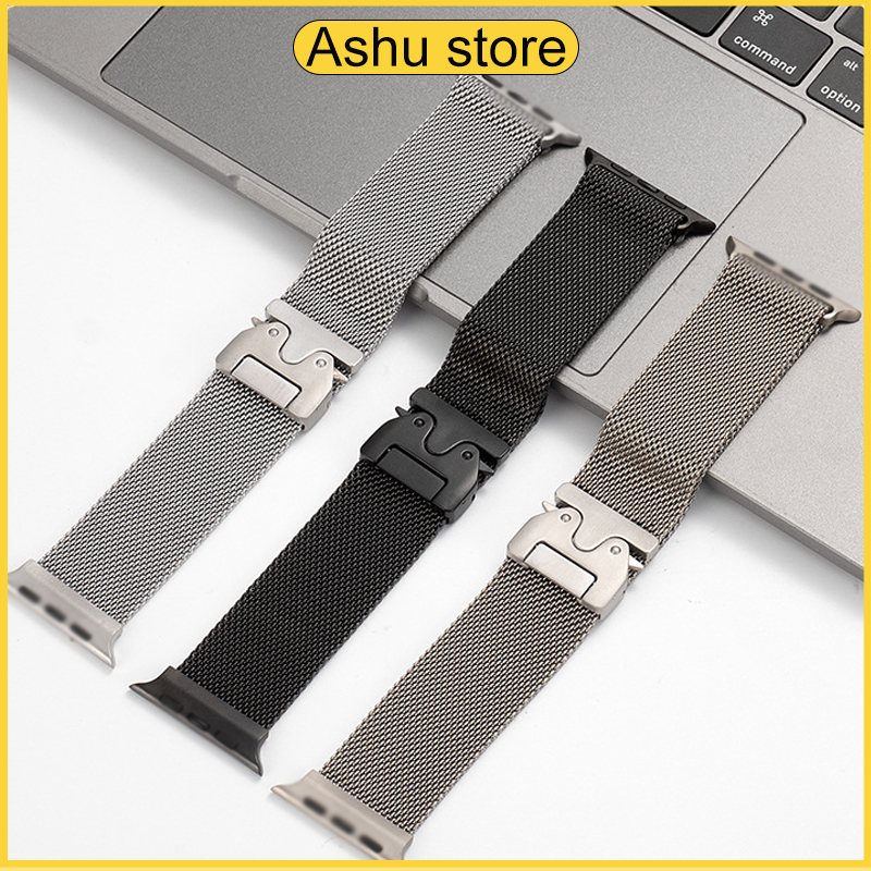 สายนาฬิกาโลหะมิลานเหมาะสำหรับ iWatch S10/11 42mm46mm 9 8 7 6 SE 5 4 3 2 1 สายนาฬิการะบายอากาศใหม่ 49/45/44/42/41/40/38mm