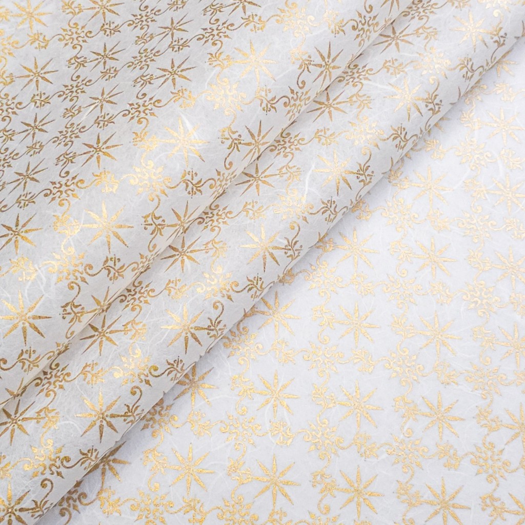 Paper Valley พิมพ์ลายคริสต์มาสสตาร์ Christmas Star Screen-printed Kozo Paper (64x47cm,ขั้นต่ำ5แผ่น)