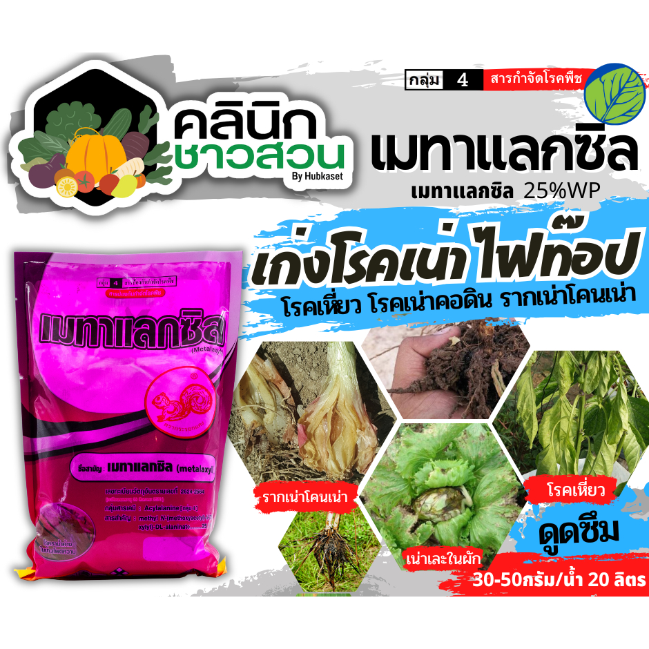 เมทาแลกซิล ตรากระรอกแดง (เมทาแลกซิล25WP) บรรจุ 1กิโลกรัม ป้องกันเชื้อรา โรคเน่า โรคราน้ำค้าง