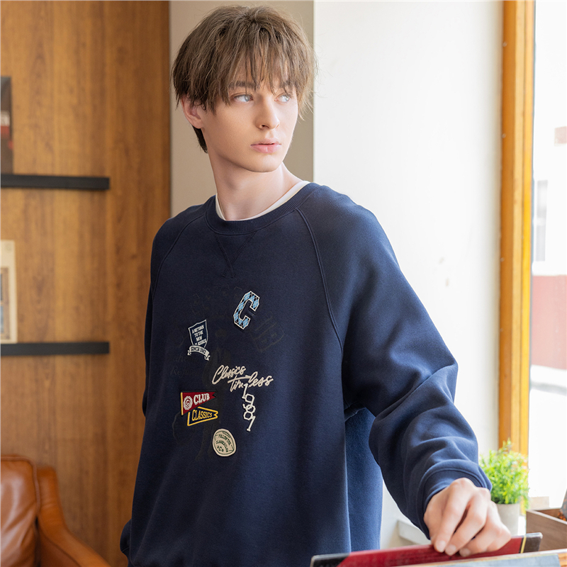 GIORDANO เสื้อกันหนาวแขนยาว ผู้ชาย Men's French Terry Sweatshirt 01094617
