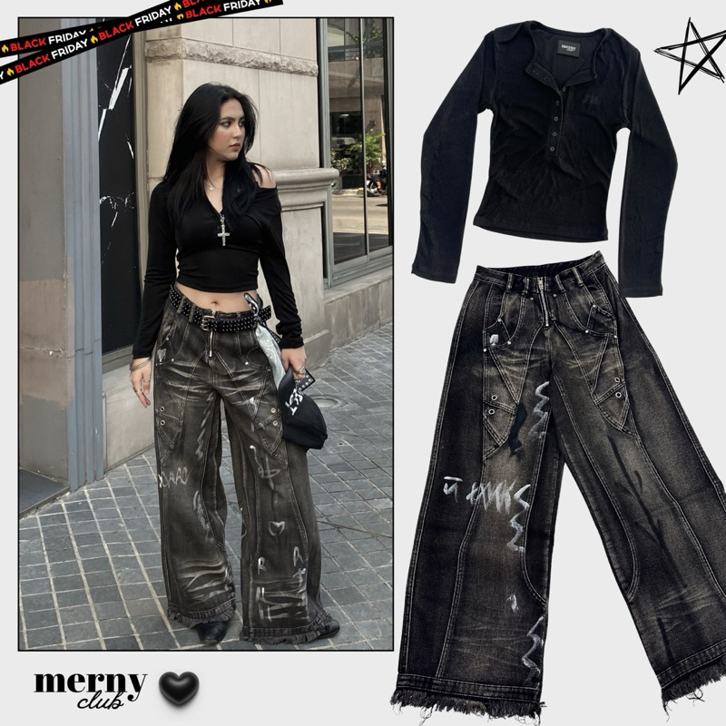พร้อมส่ง ⸝⸝ กางเกงยีนส์ ฟอกสวยมาก!! สุดจะเท่ mernyclub mernicorn A120
