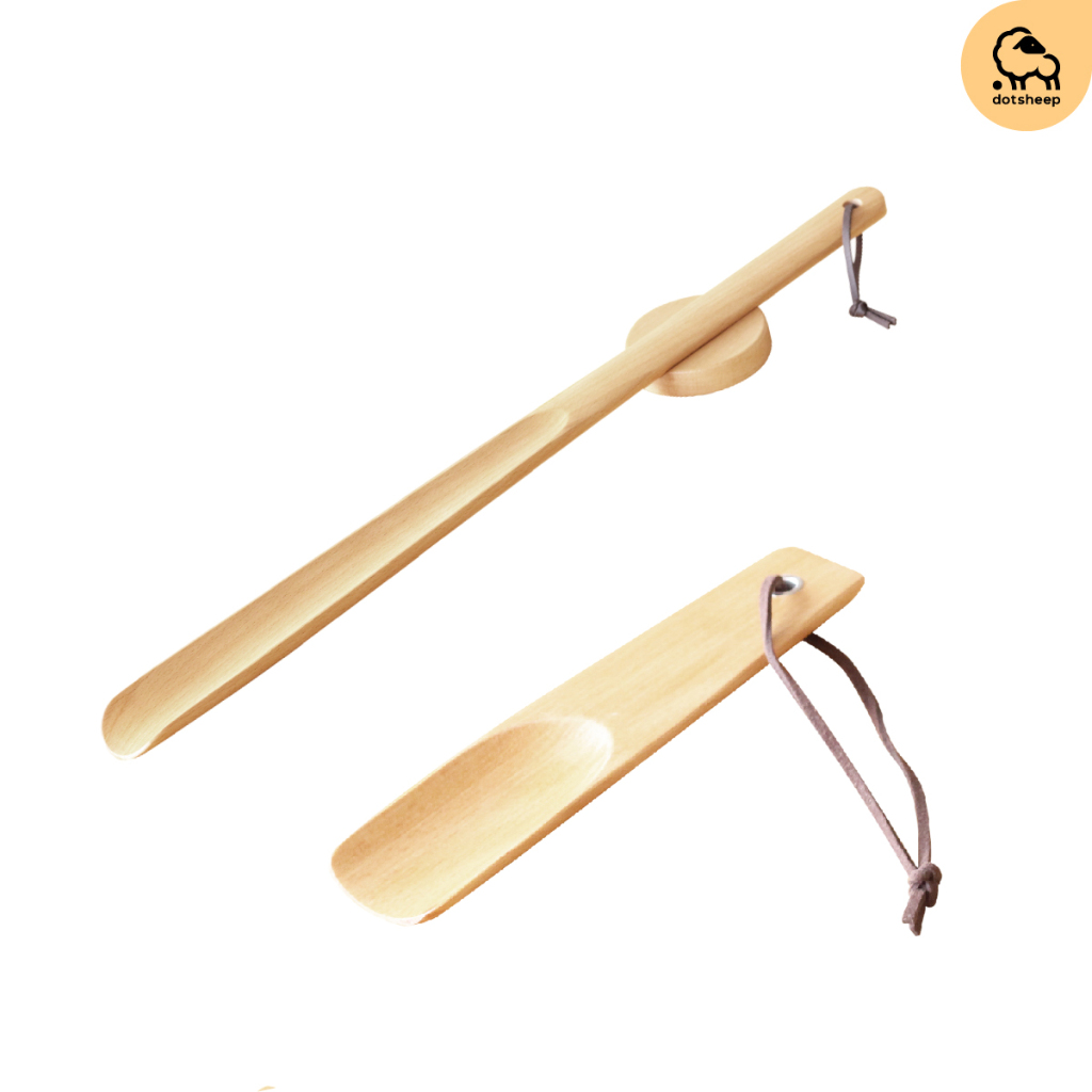 Dotsheep ช้อนใส่รองเท้า ไม้ช้อนรองเท้า แบบไม้ ช้อนสวมรองเท้า แบบสั้นและยาว 16cm, 50 cm