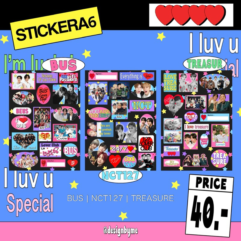 พร้อมส่ง!! Sticker A6 (treasure, bus, nct127)