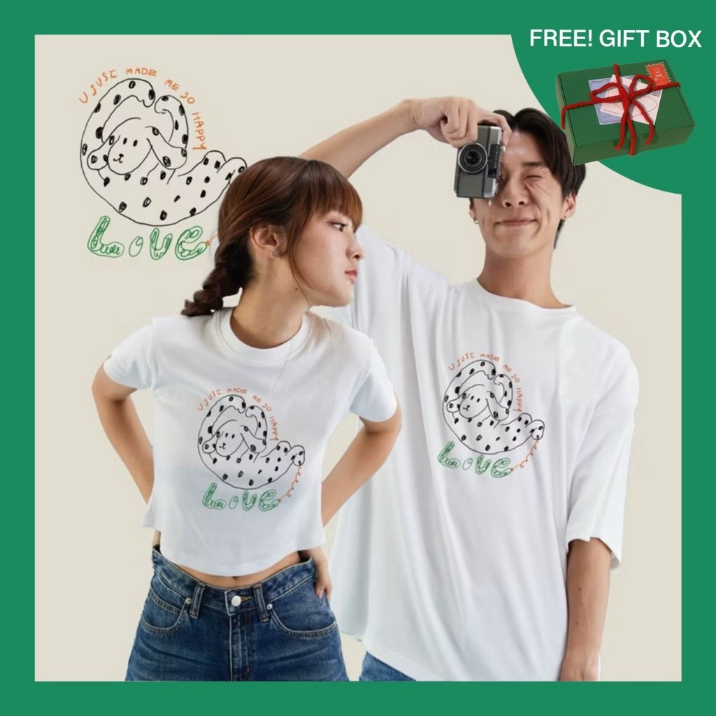 เสื้อยืดพร้อมส่งลาย Love puppy ผ้านิ่มไม่ย้วย เสื้อคู่ เสื้อยืด เสื้อครอป เสื้อโอเวอร์ไซส์
