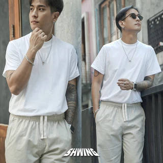 SHWING เสื้อคอฟิต 3.5 ซม. แขนลอย VINTAGE SHORT SLEEVE ผ้า Supersoft ใส่สบาย COTTON COMB 100%