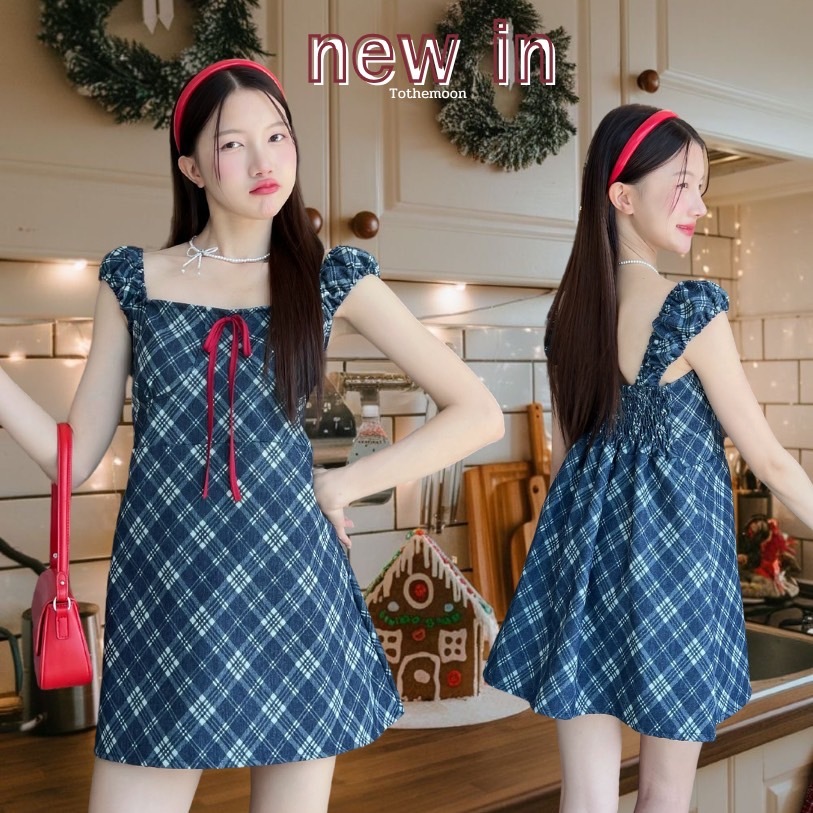 TM เสื้อมินิเดรส เสื้อกล้ามตัวยาว แต่งโบว์หน้า