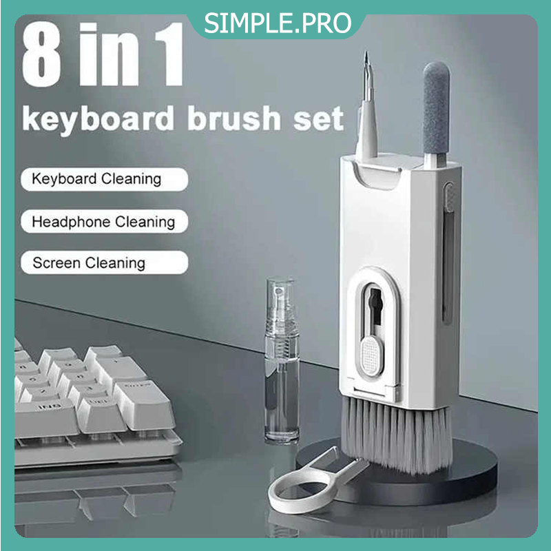 แปรงทำความสะอาดคีย์บอร์ด 8-in-1 หูฟัง โทรศัพท์ ชุดทำความสะอาดคีย์บอร์ด 7-in-1 มาพร้อมแปรงทำความสะอาด