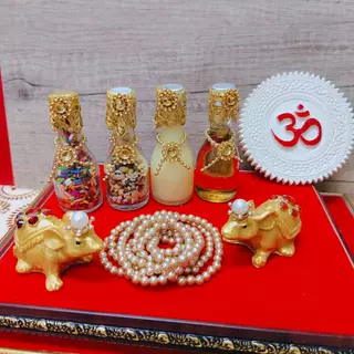 ชุดไหว้ 4 ขวดวิเศษ พร้อม มุสิกะคู่ และ สร้อยลูกปัดน้ำตาล 2 เส้น ถวายแด่พระพิฆเนศ ขอพรทุกวันสำคัญ แก้บน ถวายศรัทธา
