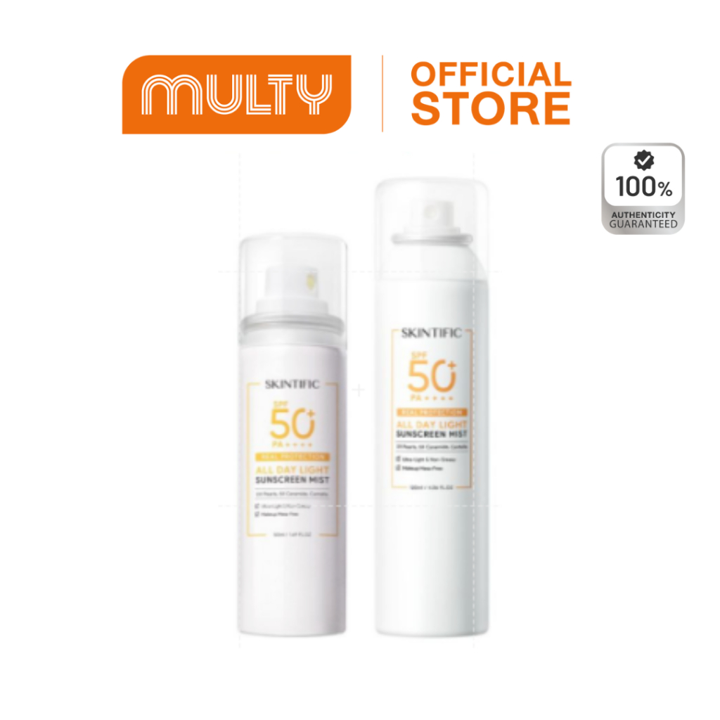 SKINTIFIC All Day Light Sunscreen Mist SPF 50PA++++ 50ml/120ml สเปรย์กันแดด ฉีดทับเมคอัพได้