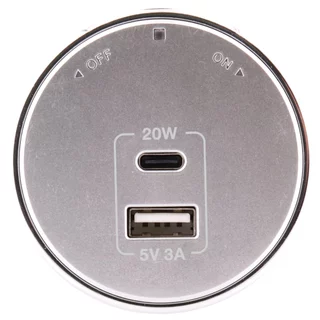 Toshino เต้ารับ Power Track สีเงิน ราง / 16A 3600W / 1C + 1USB A PD20W