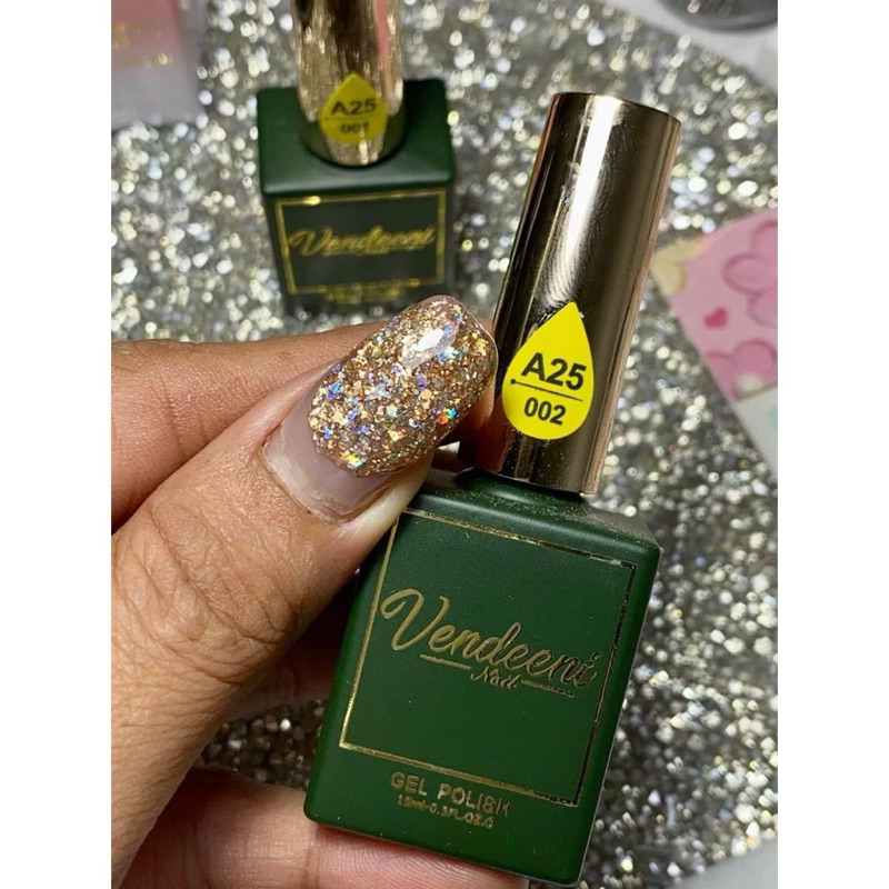 VENDEENI สีเจลกากเพชรทองรุ้ง สีเจลแยกขวด A28/2