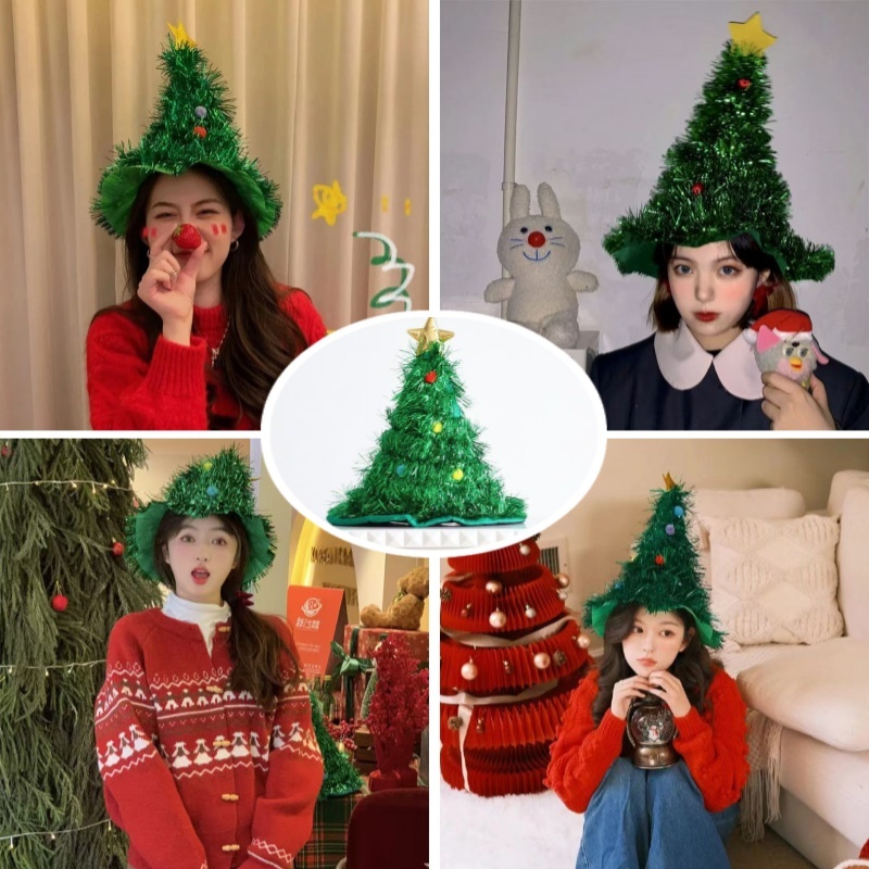 พร้อมส่งส่งจากไทย Christmas Hatการตกแต่งคริสต์มาสกระพริบด้วยแสงพร็อพตกแต่งปาร์ตี้