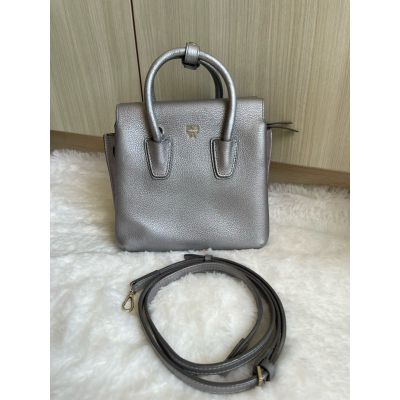 MCM Silver Leather X Mini Milla Crossbody bag