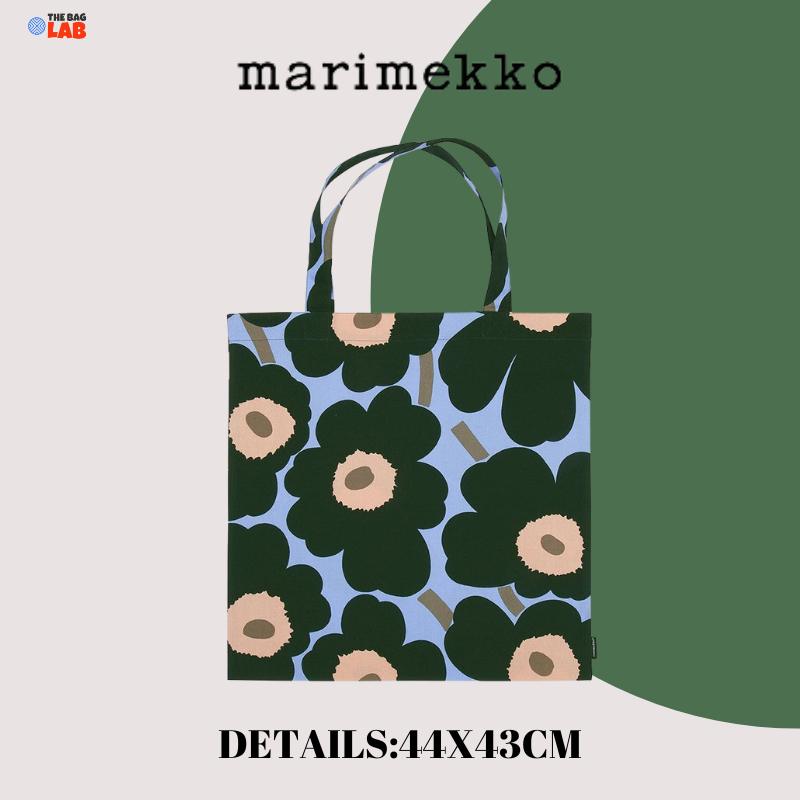 MARIMEKKO PIENI UNIKKO BAG กระเป๋าผ้า กระเป๋าผ้าลายดอก Unikko กระเป๋าผ้าสีฟ้าเขียว ป๋าผ้าMarimekko T