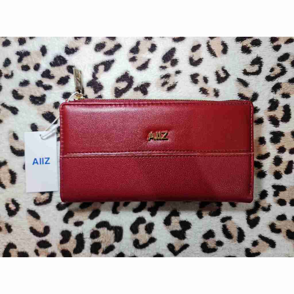 กระเป๋าสตางค์ใบยาวAllZแท้100%พร้อมส่ง (สีแดงเลือดหมู)เราส่งกระเป๋าวันต่อวัน