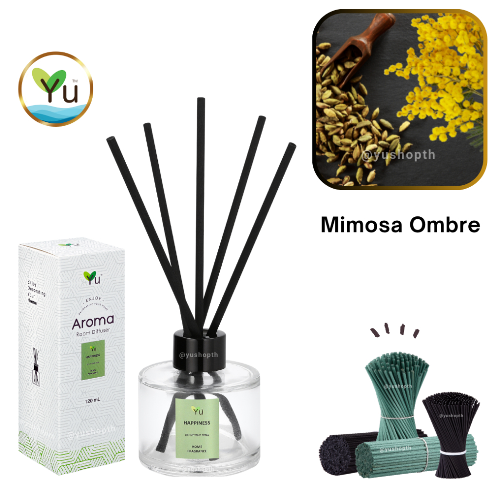 🌟 กลิ่น Mimosa Ombre | Room Diffuser ก้านไม้หอม : กลิ่นคล้าย J Malonee Mimosa & Cardamom | 120 ml.