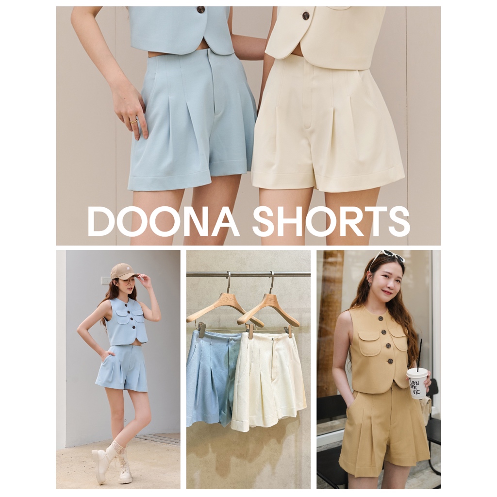 DOONA SHORTS – Stilista กางเกงขาสั้นจีบหน้า