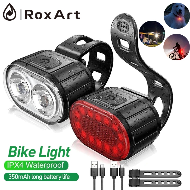 Roxart ไฟท้ายจักรยาน LED ชาร์จ USB กันน้ํา ไฟเตือนความปลอดภัย อุปกรณ์เสริมจักรยาน
