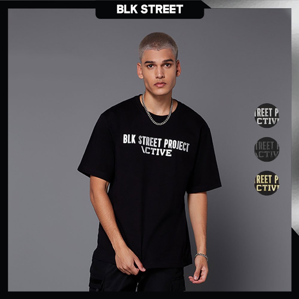 DAVIE JONES [ Black Street Project ] เสื้อยืด พิมพ์ลาย Graphic Oversized Fit T-Shirt LG0094 สีดำ