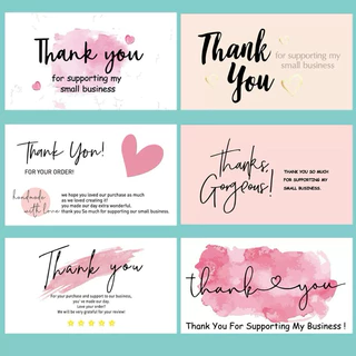 THANK YOU CARD การ์ดขอบคุณ สำหรับร้านค้า แทนคำขอบคุณ บรรจุ50ใบ/แพคกระดาษแข็ง พร้อมส่ง🇹🇭