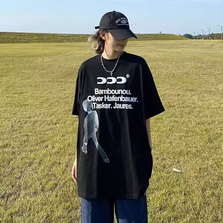 เสื้อยืดผ้าฝ้ายพิมพ์ลายเฮฟวี่เวท 200 กรัม เสื้อยืดผู้หญิงพิมพ์ลายตัวอักษรย้อนยุค ทันสมัยและอินเทรน